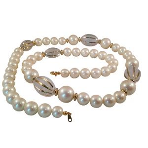 Long Beaded  Faux Pearl Necklace "Gatsby Era"